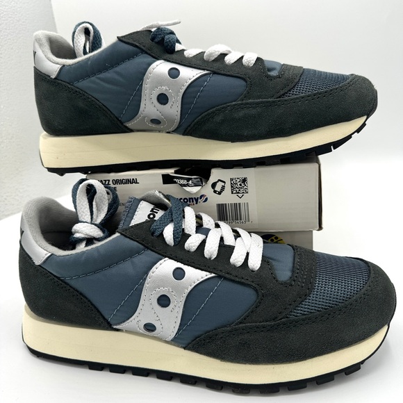 NWT Saucony Jazz Vintage Classic Sneakers Navy Blue White Silver